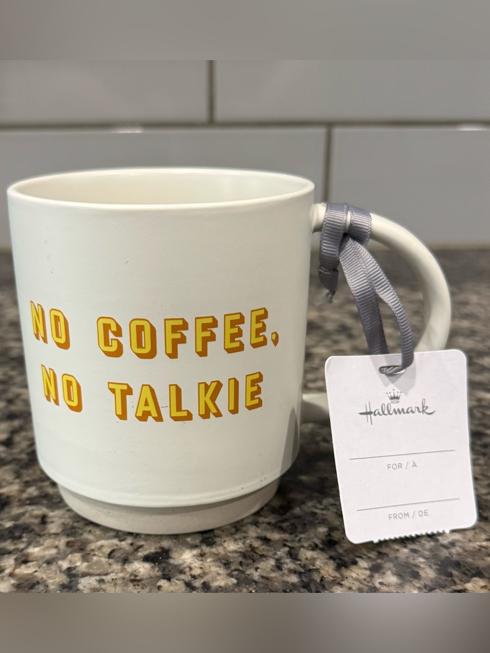 Hallmark White Mug with Yellow Retro Text